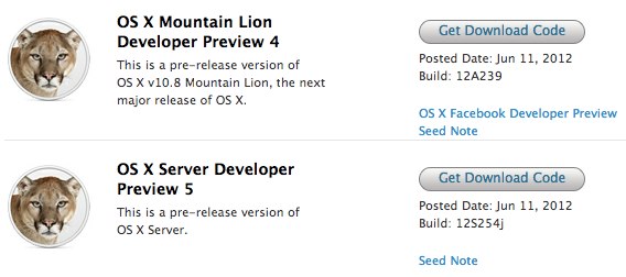 mountain lion developer preview 4 download code