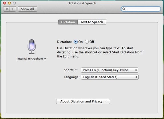 Dictation Mountain Lion