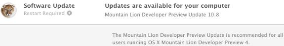 Mountain Lion Developer Preview 4 udpate