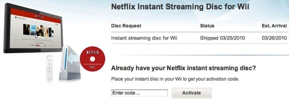 Netflix Instant Streaming Wii Disc