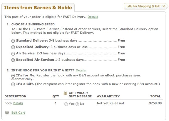 Barnes & Noble Nook free shipping
