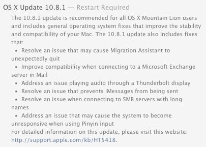 OS X Mountain Lion 10.8.1