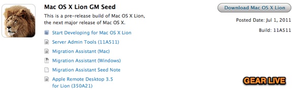 OS X Lion GM Seed 11a511