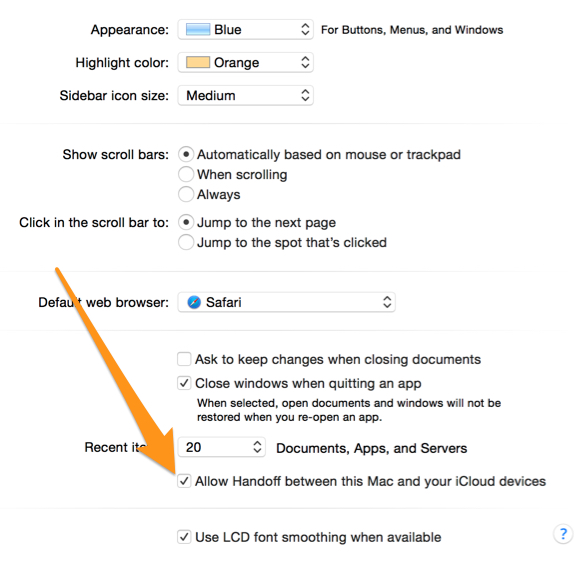 OS X Yosemite Handoff