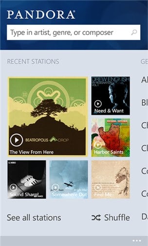 Pandora for Windows Phone