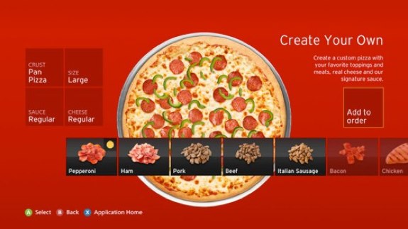 Pizza Hut Xbox 360 app