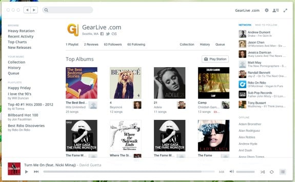 Rdio redesign