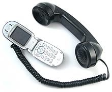 Retro Phone Handset connected to cell phone