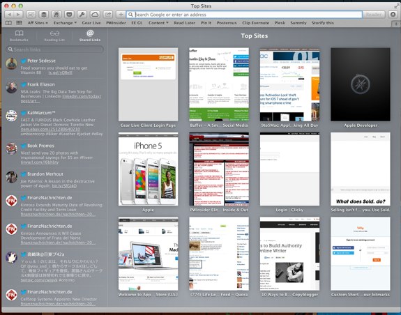 Safari 6.1 Mountain Lion Sidebar