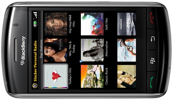 Slacker BlackBerry Storm app