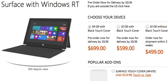 Surface RT sold out