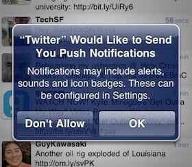 Twitter push notifications