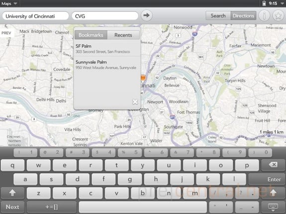 WebOS 3.0 touchpad maps