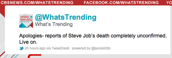 WhatsTrending Steve Jobs Tweet