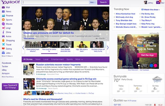 Yahoo new homepage design