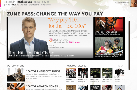 Zune Top Songs