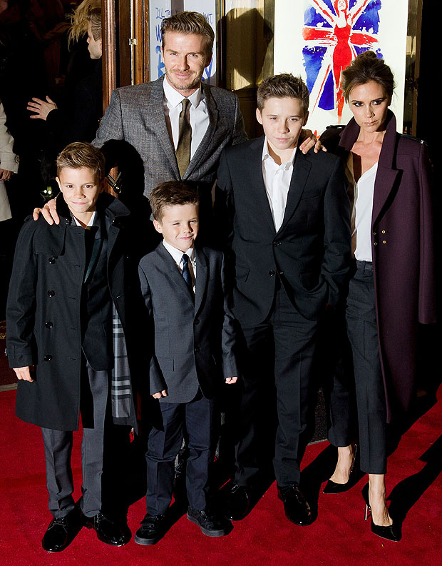 David and Victoria Beckham with their kids