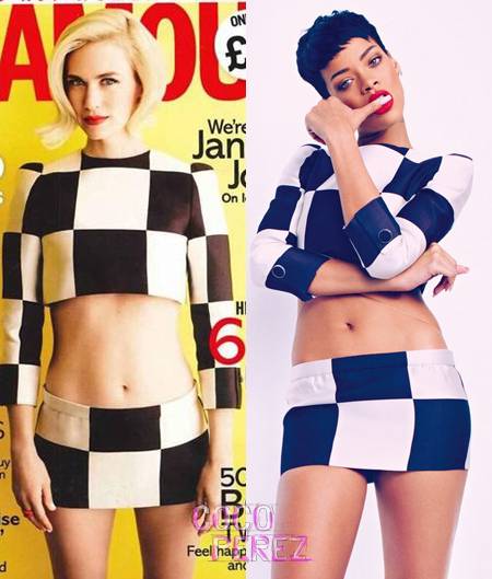 January Jones and Rihanna