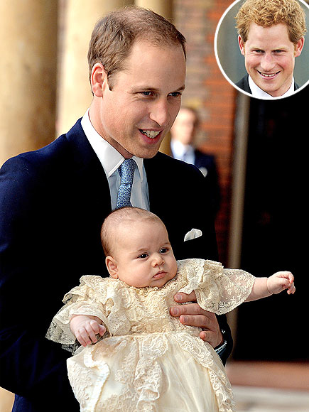Prince William with his son Prince George and Prince Harry inset