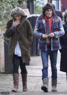 Ronnie Wood sharing a smoke break with girlfriend Ekaterina