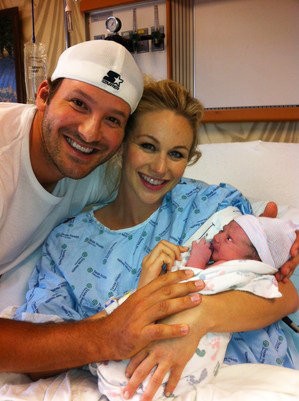 Tony Romo with wife and son