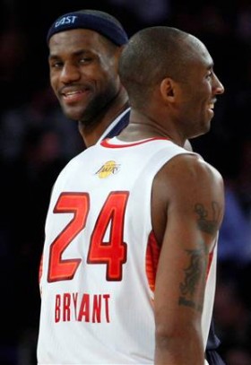 LeBron James versus Kobe Bryant