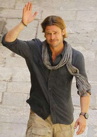 Brad Pitt on the set of World War Z