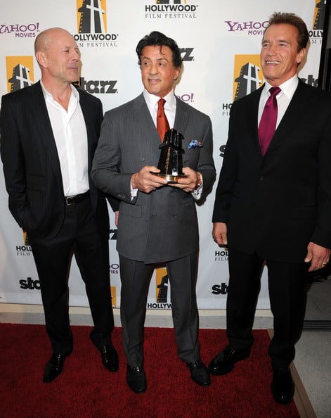 Bruce Willis with Sylvester Stallone and Arnold Schwarzenegger