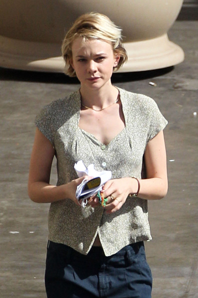 Carey Mulligan on the set of Drive