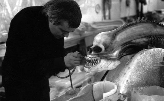 H.R. Giger working on 'Alien'