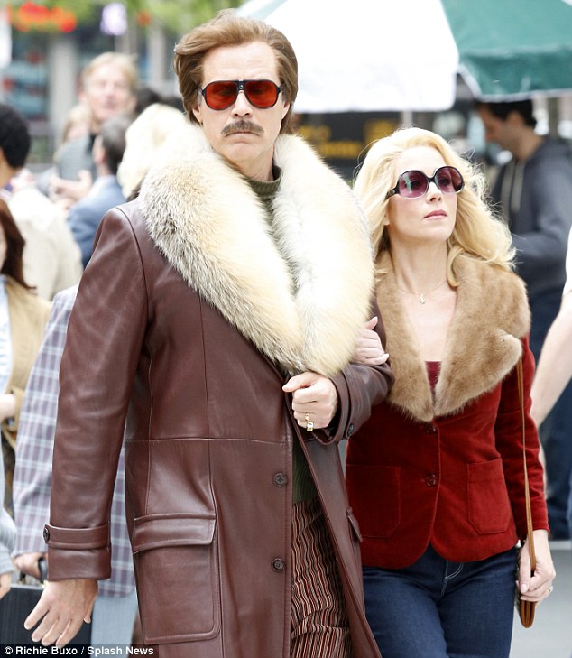 Will Ferrell and Christina Applegate on the set of 'Anchorman 2'