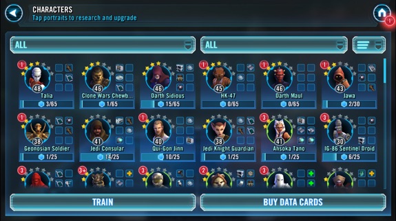 Star Wars Galaxy of Heroes characters