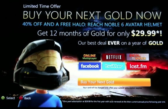 Xbox Live Gold Halo Reach Helmet