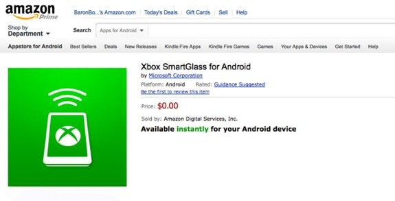 Xbox SmartGlass amazon kindle