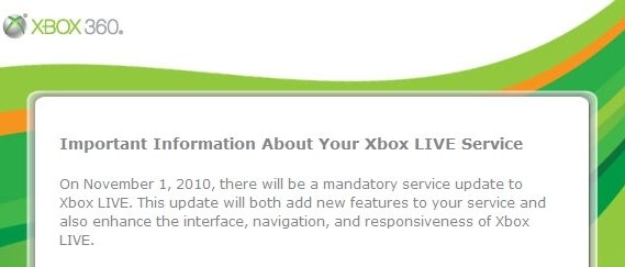 Nov 1 2010 xbox live update