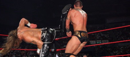 HBK delivers the super-kick on Orton