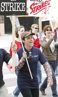 Get OUT! Elaine joins the picket line