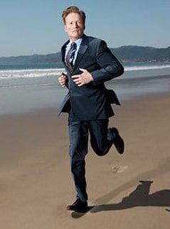 Conan O'Brien running on beach