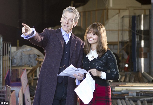 Peter Capaldi and Jenna Coleman on the set of 'Doctor Who'