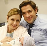 Jim, Pam and baby on The Office