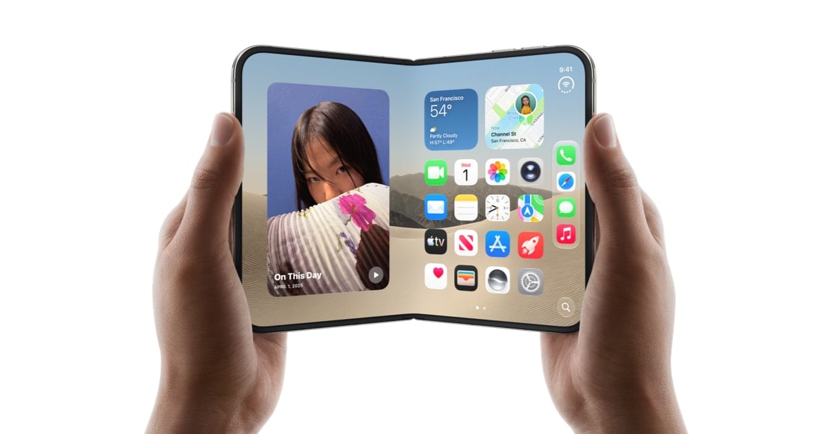Apple iPhone Duo, Apple's first foldable iPhone, shown open and folded