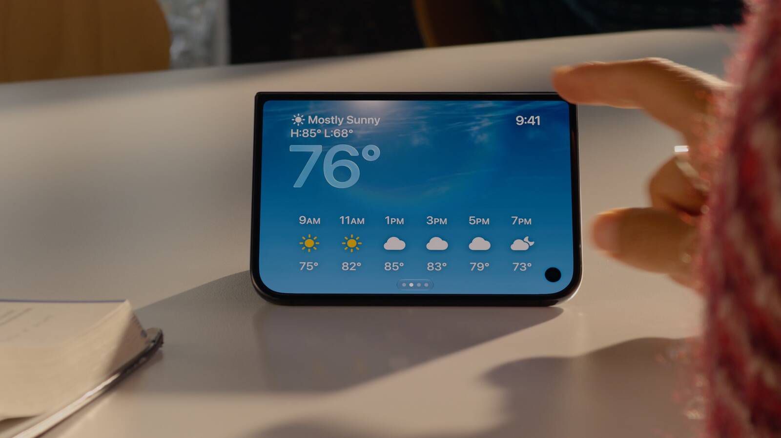 Apple iPhone Duo foldable open, showing the inner display and the hinge down the center