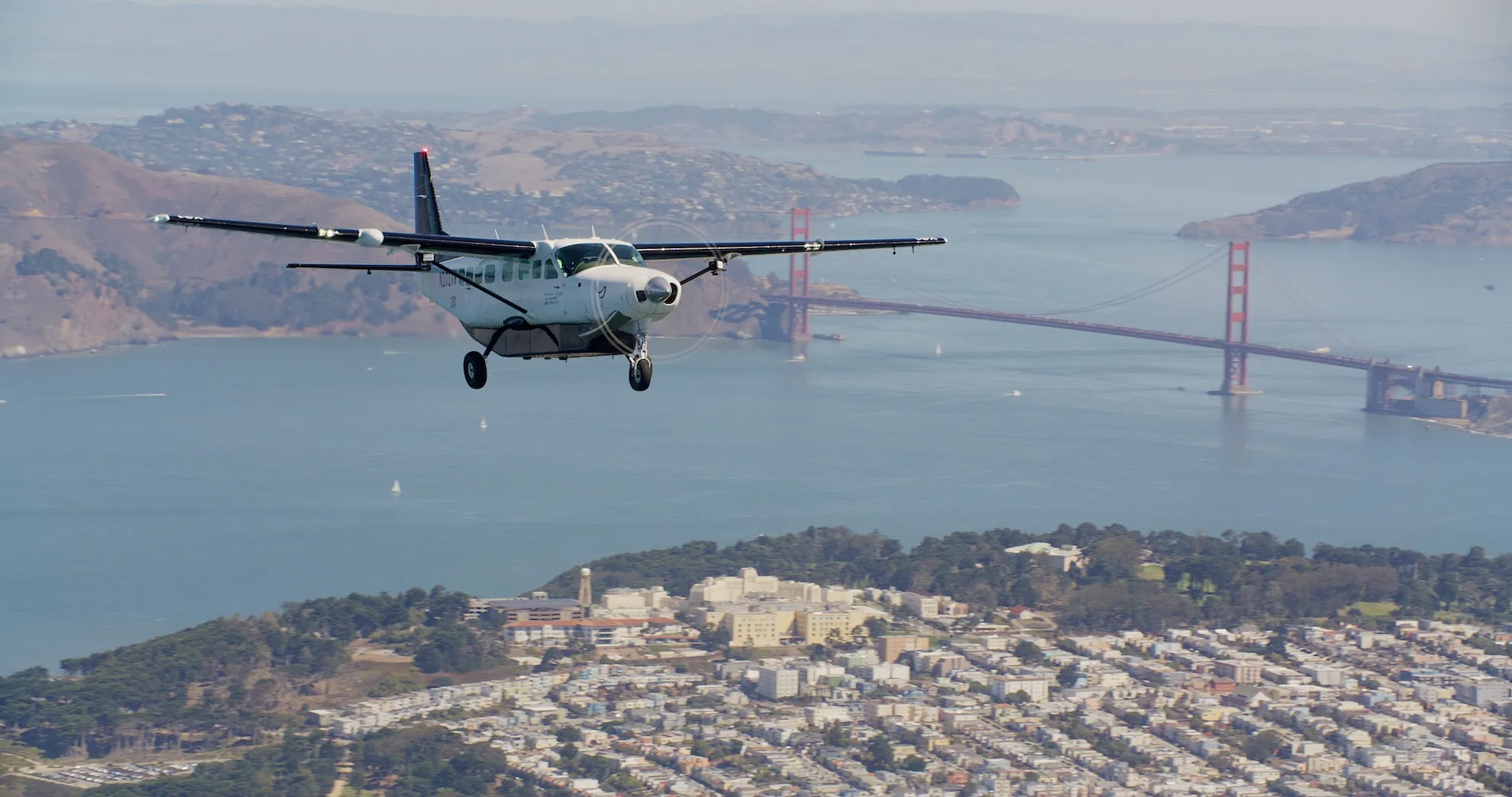 Joby Aviation's converted Cessna Caravan, the J208 autonomous aircraft, on an airport ramp