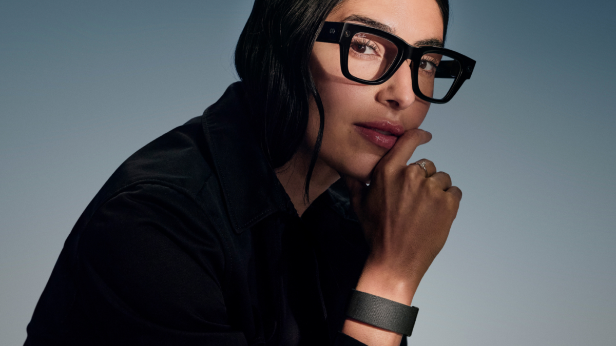 Meta Ray-Ban Display smart glasses with the Meta Neural Band wristband