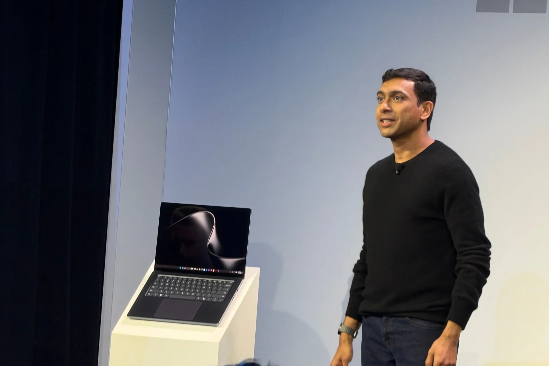Microsoft Surface Laptop Ultra open on a table at Microsoft's Windows and Surface event