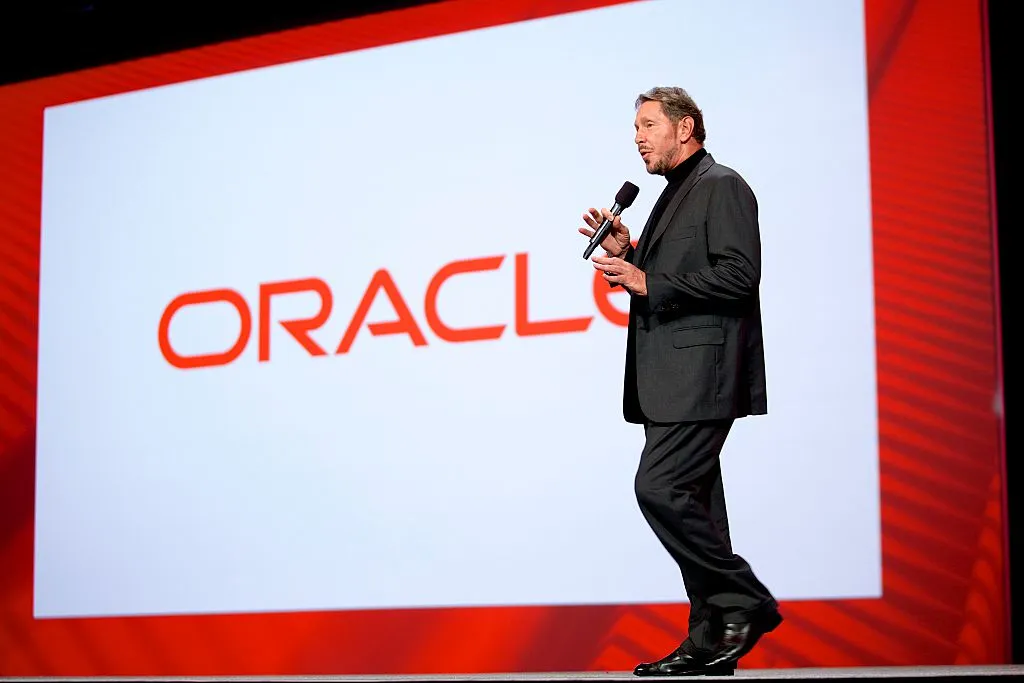 Oracle signage outside a corporate office building