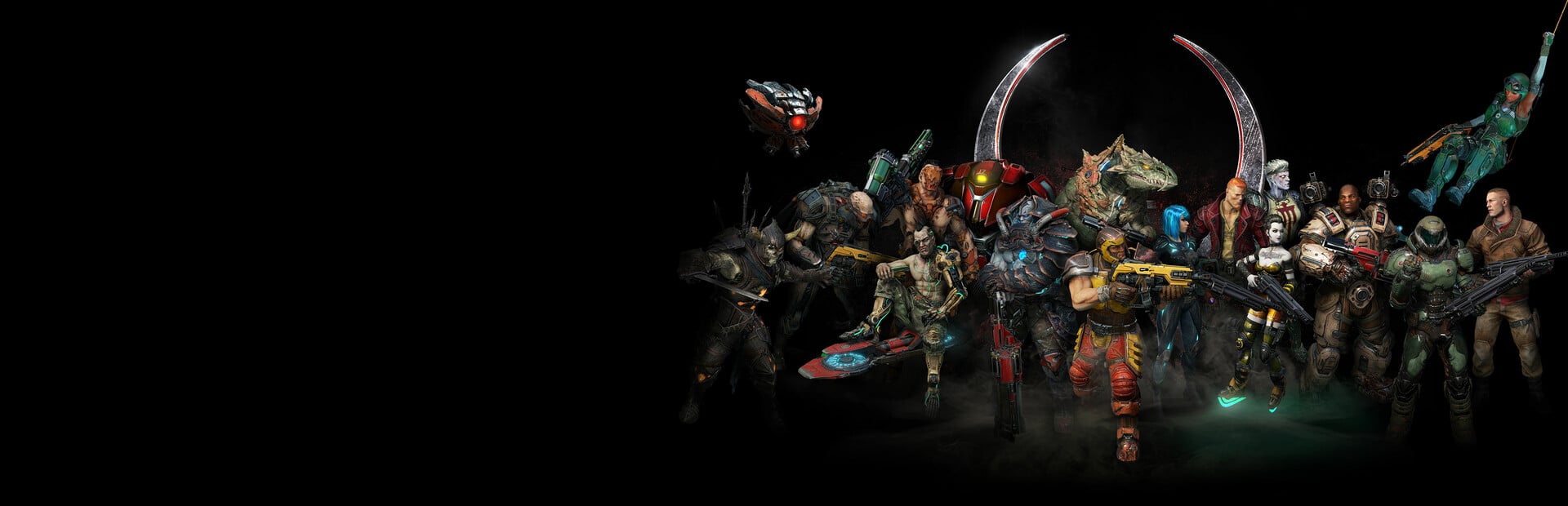 Quake Champions key art, as id Software drops the free-to-play model and makes the arena shooter a $10 paid game on Steam