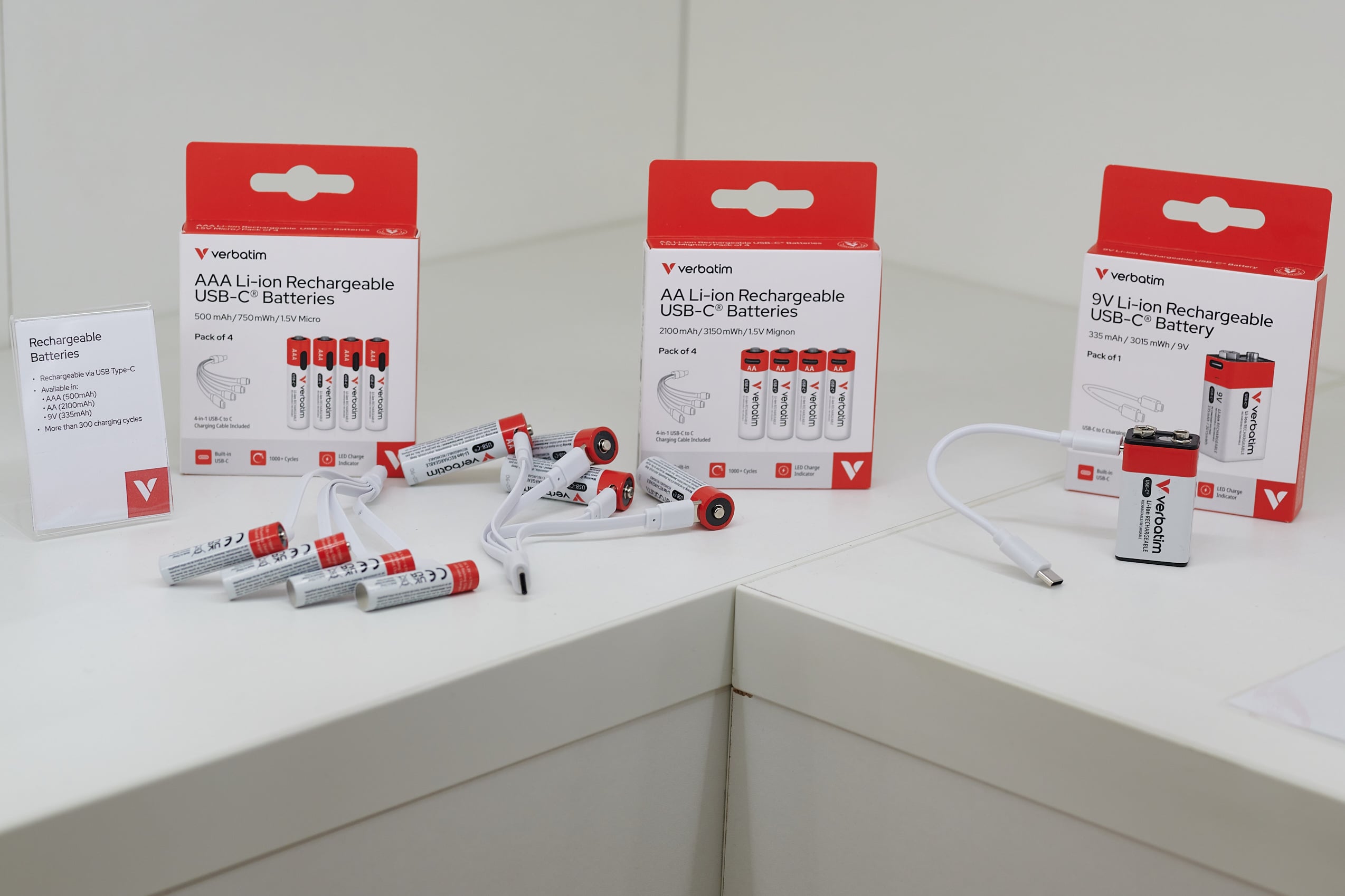 Verbatim USB-C rechargeable AA, AAA and 9V lithium-ion batteries on display at IFA 2026 in Berlin